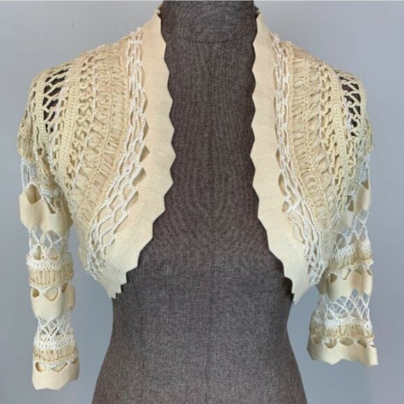 Gaby Eden Crochet Bolero Shrug Jacket Short - Picture 3 of 7